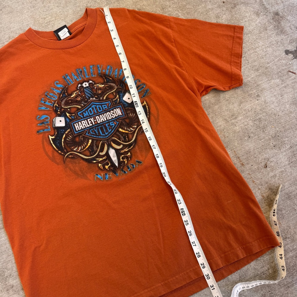 Harley Davidson y2k Las Vegas Nevada T-Shirt Mens XL Burnt Orange Graphic Dice - Picture 5 of 7